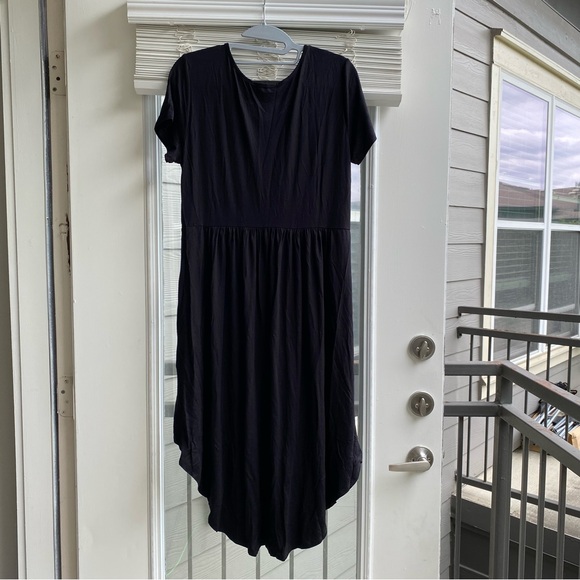 BasicUSA High-Low Tunic T-Shirt Dress Women Medium Back Pockets Dress - Picture 3 of 10